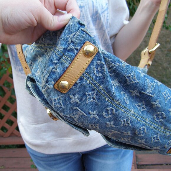 💙 LOUIS VUITTON Denim Monogram Baggy CROSSBODY MESSENGER BAG - Picture 8 of 16